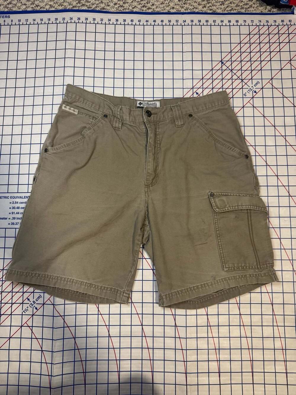 Columbia Sportswear Company Men's Beige Cotton Canvas Cargo Utility Shorts Size